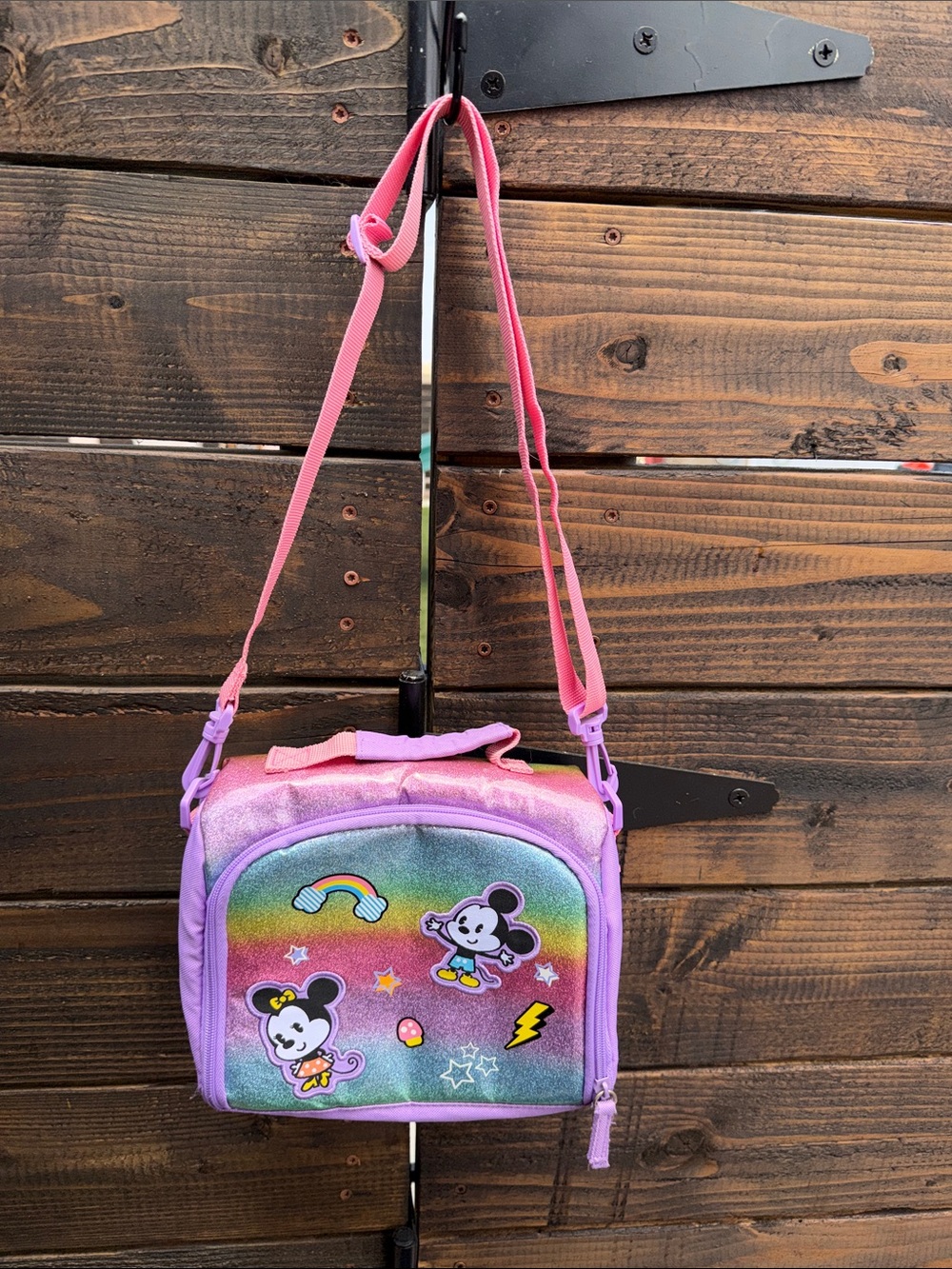 Disney Kids Rainbow Minnie and Mickey Mouse Crossbody Bag purple/ rainbow